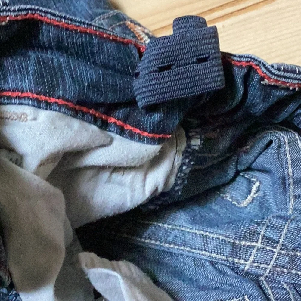 Wrangler Elastic Waist Snap Zipper Blue Jean Denim Unisex Jeans 4R‎